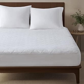 Twin XL Mattress Pad, Cotton Mattress Protector Classic Cloud Quilted Bed Cover, All Natural Breathable Mattress Topper Fitted Pocket Fits Up to 18", Machine Washable, Twin XL White