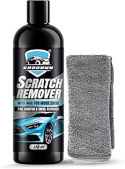 Groommm Car Scratch Removal (250ml) With Cloth | All Paint Friendly Formula | Swirls Remover Rubbing Compound For Car | White Car Scratch Remover Wax | Wax Polish Included For Shine | No Color Fading