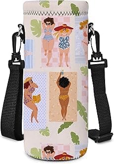 AUPET Water Bottle Bag Carrier,24oz/32oz Insulated Neoprene bottle Sling Holder Case Pouch Cover for 1000ML/750ML Bottles with Shoulder Strap for walking (Beach Sunbathing, 1000ML)