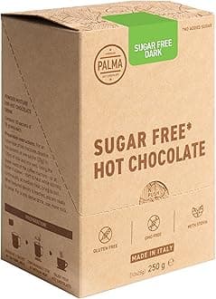 PALMA Italian Hot Chocolate Sachets - Sugar Free Dark Chocolate - No Added Sugar - 250g - 10 Servings