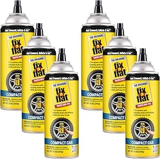 S60410-6PK Aerosol Emergency Flat Tire Repair and Inflator, for Compact Tires, Eco-Friendly Formula, Universal Fit for All Compact Cars, 12 oz. (Pack of 6)