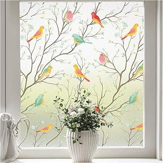 Coavas Privacy Window Film Opaque Non-Adhesive Frosted Bird Window Film Decorative Glass Film Static Cling Film Bird Window Stickers for GF-WF-90-2B Home Office 23In. by 78.7In. (60 x 200Cm)