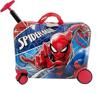 Fast ForwardRide on Suitcase for Kids, 18'' Toddler Carry-On Luggage With Wheels, Cute Lightweight Kids Travel Suitcase Trolley, Multicolor, 18.9 x 9.5 x 14.5 inches, Spiderman Luggage