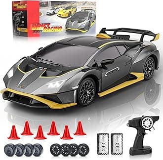 Lamborghini Remote Control Car, 1:18 Scale Official Licensed Lamborghini Toy Car, 2.4Ghz RC Drift Car Toys for Boys Age 6-8 4-6 8-12 Year Old Birthday Gift Ideas, Mini Drift Race Cars (Grey)