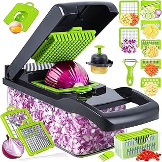 KJE Trading - 14 -in-1 Vegetable Chopper Kitchen Mandoline, Vegetable Slicer Food Chopper for Onion Veg Garlic Potato Salad Mini Dicer Chopper Cutter