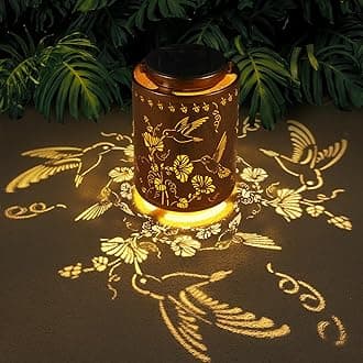 Solar Lanterns Outdoor Waterproof Garden Decor Gifts for Women Mon Grandma Metal Hanging Solar Lights Decoration for Outside LED Lanterns for Yard Patio Lawn Pathway（Hummingbirds）