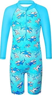 HUAANIUE Boys Swimming Short Sleeve Swimsuit 3-12Y Kids One Piece Swimwear Navy Sun Protection 50+ Swim Clothes UPF Warm Sportwear Costume Summer Surfing