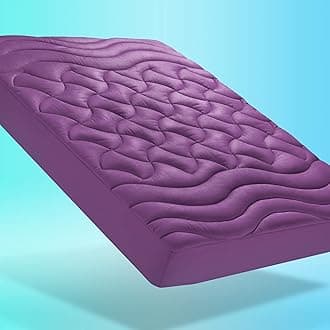 SLEEP ZONE Cooling Queen Mattress Pad, Premium Zoned Quilted Fitted Mattress Topper, Elastic Mattress Protector Cover, Machine Wash Durable, Deep Pocket 8-21 inch, Purple, Queen