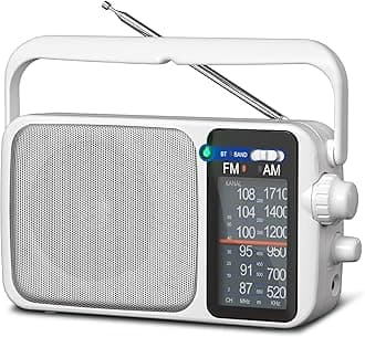 AM FM Radio with Best Reception,Bluetooth Portable AM FM Transistor Radio,Battery Operated or AC Power,Large Dial,Headphone Jack, Gifts for Seniors Elderly
