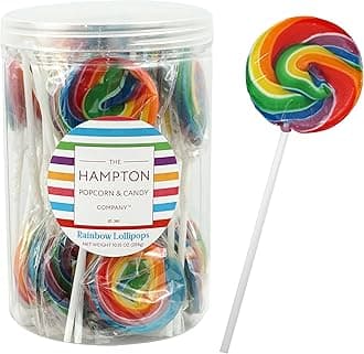 Rainbow Lollipops, 24 Pack, Swirl Lollipops, Individually Wrapped Lollipops, Carnival Lollipops Fruit Flavors, The Hampton Popcorn & Candy Company