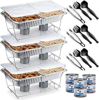 Disposable Chafing Dish Buffet Set, Food Warmers for Parties, 33 Pieces Catering Supplies - Buffet Servers and Warmers, 9" x 13" Aluminum Pans with Lids - Warming Trays for Buffets Party
