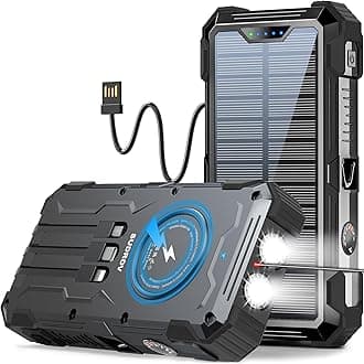 Power Bank Wireless Charger 42800mAh Built-in 4 Cables Seven Outputs 15W Fast Charging Power Bank for All Mobile Devices, Three Inputs Portable Solar Charger with