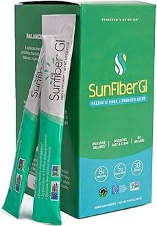 Tomorrow's Nutrition Sunfiber GI, Prebiotic Fiber & Probiotic Blend, 5g Prebiotic Fiber & 8 Billion Probiotics Per Serving, Low FODMAP, 30 Packets, Unflavored