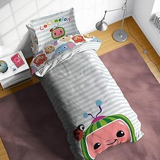 CoComelon Twin Size Comforter Set - 5 Piece Kids Bedding Includes Comforter, Sheets & Pillow Cover - Super Soft Microfiber Animal Bed Set