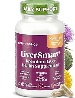 Naturenetics LiverSmart - Milk Thistle Liver Cleanse & Support Supplement - 145mg Silymarin - 6 Antioxidant Ingredients to Protect The Liver - Vegan - Independently Tested (1)