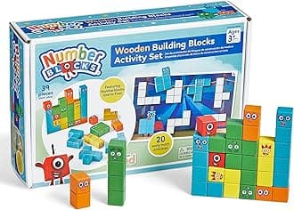 hand2mind Numberblocks Wooden Building Blocks Activity Set, Wood Stacking Toy, Counting Blocks, Numbers for Toddlers, Math Games, Logic Puzzles, Preschool Learning Activities, Kids Birthday Gift