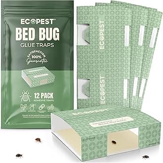 – Bed Bug Glue Traps – 12 Pack | Sticky Pest Control Trap and Bed Bug Killer | Adhesive Crawling Insect Interceptors, Trap, Monitor, and Detector for Treatment of Bed Bugs and Other Indoor Pests