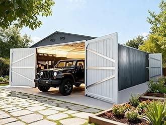 20 x 10 FT Metal Garage Shed, Large Metal Building Storage Shed with with 2 Lockable Doors&4 Air Vents, Galvanized Steel Prefab Shed Waterproof for Car, Truck, Bike, Tool, Dark Gray