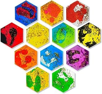 Onyoloy Liquid Sensory Soft Gel Toys - Set of 12 - Hexagonal Sensory Fidget Toys, Water Sensory Toys for Nursery, Playroom, Toddlers and Kids with Autism.