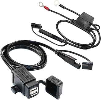 MP0609EA 3.1Amp Waterproof Motorcycle Dual USB Kit SAE to USB Adapter Cable with SAE Ring Terminal Cable Harness
