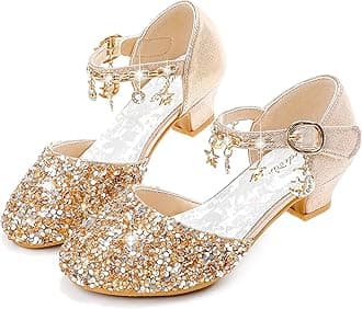 Girls Dress Shoes Princess Crystal High Heels Closed Toe Party Wedding Flower Girls Shoes Toddler Little Big Kid