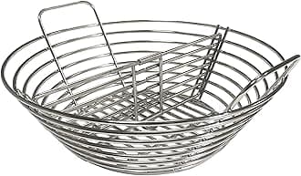 Lump Charcoal Fire Basket with Divider Stainless Steel Grill Ash Baskets Fits 18" Big Green Egg Accessories, Kamado Joe Classic Large Green Egg Basket