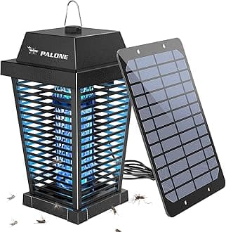 PALONE Solar Bug Zapper 4500V Electric Mosquito Zapper Outdoor Updated Fly Zapper Indoor Rechargeable Mosquito Killer with Solar Panel & Type-C Cable Fly Trap with UV Light for Flies Gnats Moths