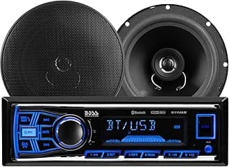 BOSS Audio Systems 638BCK Car Stereo Package – Single Din, Bluetooth, No CD DVD Player, AM/FM Radio Receiver, USB, 6.5 Inch 2 Way Full Range Speakers