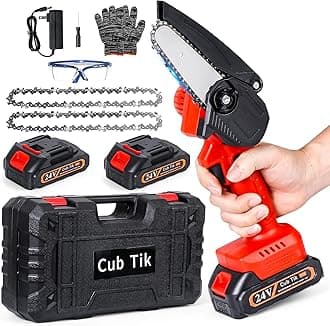 Mini Chainsaw Cordless 4-Inch Battery Powered Chainsaw One-Hand Electric Chainsaw Handheld Portable Chainsaw For Tree Branch Wood Cutting