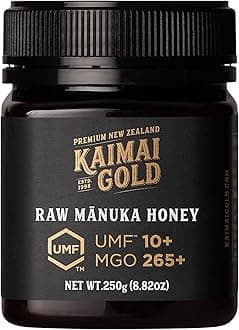 Kaimai Gold Raw Manuka Honey, MGO 265+, New Zealand Honey, Non-GMO, Traceable from Hive to Hand, Daily Wellness Support - 250g (8.82 Oz)