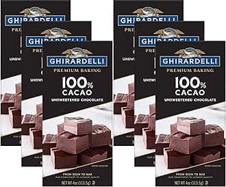 Ghirardelli Chocolate Baking Bar, 100% Cacao Unsweetened Chocolate, 4-Ounce Bars (Pack of 6)