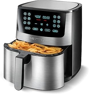 Air Fryer Oven Digital Display 8 Quart Large AirFryer Cooker 12 Touch Cooking Presets, XL Air Fryer Basket 1700w Power Multifunction GAF838 Black and stainless steel air fryer