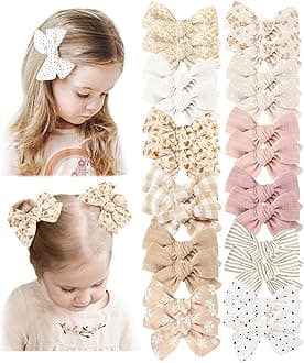 Niceye 24 PACK Baby Girl Hair Clips Set, Hair Bows Barrettes Handmade Accessories Alligator Clip for Babies Infant Toddlers Kids in Pairs