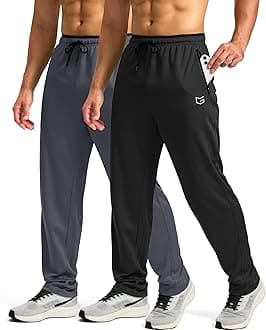 G Gradual Men's Sweatpants with Zipper Pockets Open Bottom Athletic Pants for Men Workout, Jogging, Running, Lounge