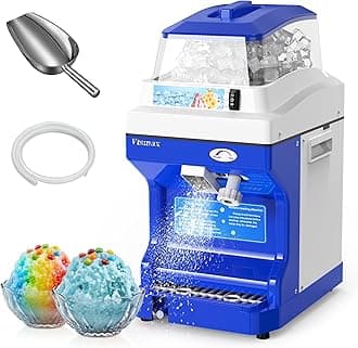 Electric Ice Shaver Machine, 300W Shaved Ice Machine, Thickness Adjustable Snow Cone Maker Machine 661LBs/hr Ice Crusher for Bar Parties Events Snack, Home and Commerical Use Blue(5.8Qt)