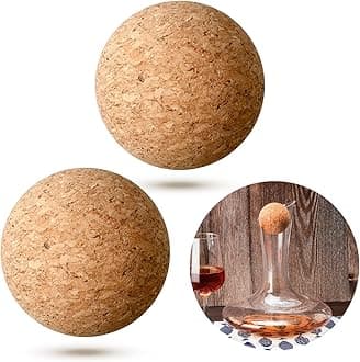Shappy 2 Pieces Wine Cork Ball Wooden Cork Ball Stopper for Wine Decanter Carafe Bottle Replacement (2.8 Inch/ 7 cm)