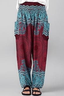 Happy Trunks Women's Hippie Yoga Elephant Pants S M L 8 Colors - Harem Pants (Small, Red Honeycomb)