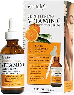 Elastalift Vitamin C Facial Serum For Age Spots, Wrinkles, & Expression Lines. Anti-Aging Face Serum W/Vitamin C & Hyaluronic Acid Brightens Skin To Promote Healthier Skin Complexion, 1.75 Fl Oz