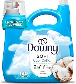 Soft, 2 in 1 Soft and Fresh Liquid Fabric Softener, Cool Cotton, 140 fl oz, 190 Loads, Fabric Conditioner Liquid provides softness and freshness for fabrics