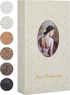 RECUTMS Photo Album 4x6 300 Photos, Retro Leather Cover with Oval DIY Front Window for Wedding Family Leather Cover Picture Albums Holds 300 Vertical 4x6 Photos (Light Green)