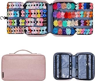 Hair Accessories Organizer for Girls, Hair Accessories Storage Bag, Hair Bow Storage Organaizer for Girls with Multi-Compartments, Baby Hair Accessories Organizer for Travel