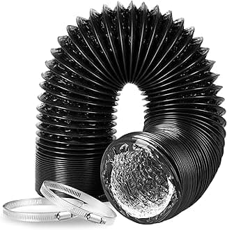 Dryer Vent Hose, 12" Insulated Flexible Duct 8FT with 2 Clamps, Heavy Duty Four Layer Protection for Heating Cooling Ventilation and Exhaust, Black