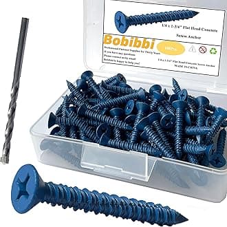 1/4 x 1-3/4" Flat Head Concrete Screw Anchor, for Anchoring to Masonry, Block or Brick (100Pcs)