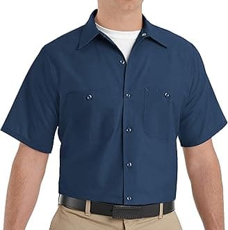 Red Kap Mens Industrial Work Shirt, Regular Fit, Short Sleeve