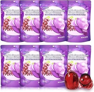 Peelable Gummy Grape Candy – Individually Wrapped Tropical Peeling Gummies Variety Pack, Low Sugar & Low Calorie, Perfect New Year Treats & Celebration Bites Resealable Snacks (Pack of 8, 25.4oz, Purple Grape)