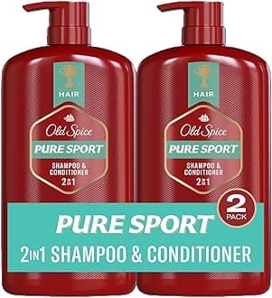 Old Spice Men's 2-in-1 Shampoo and Conditioner for all Hair Types, Pure Sport, Healthier, Fuller, More Moisturized Looking Hair, 29.2 Fl Oz Each, Twin Pack