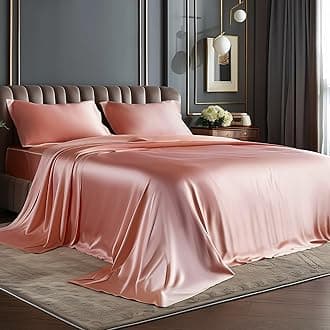 BEDELITE Satin Sheets Twin XL Size Bed Set, Luxury Soft Rose Pink Silky Sheet for Hair and Skin, Similar to Silk Bed Sheets Set 3 Pieces with 1 Deep Pocket Fitted Sheet, 1 Flat Sheet, and 1 Pillowcase