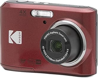 Kodak Friendly Zoom FZ45 Compact Camera – 16MP Sensor, 4x Optical Zoom, 2.7" LCD Screen, HD 720p Video, Red Color