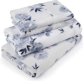 Utopia Bedding Queen Sheet Set, Soft Microfiber 4 Piece Bed Sheets with 15" Deep Pocket - Easy Care Brushed Microfiber (Rose Floral - Navy)OEKO-TEX STANDARD 100