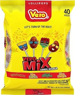 Vero Banda Fuego Mix Assorted Chili Lollipops, Artificially Flavored, Net Wt. 20.5 Ounces, 40 Count Bag